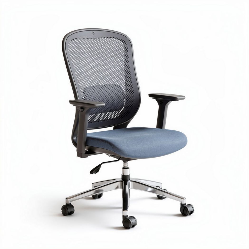 Mesh ergonomic office chair with adjustable height and armrests blue 45 x 60 x 100cm