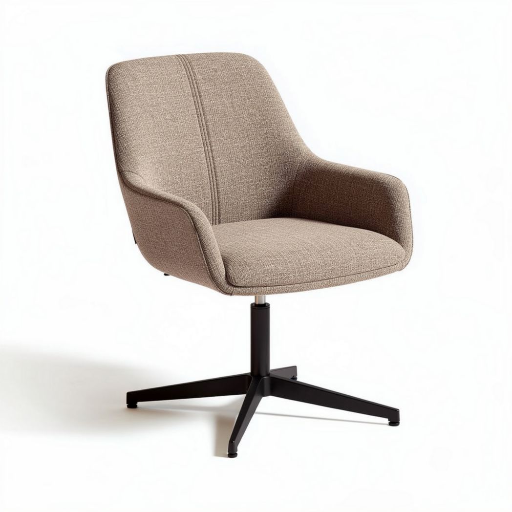 Swivel accent chair with fabric upholstery and black metal base 50 x 50 x 80cm