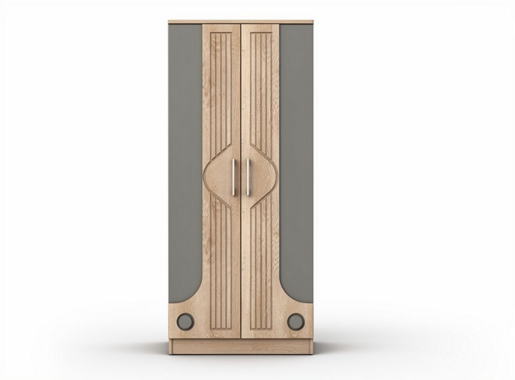 Wooden wardrobe with modern gray accents and sleek design 60 x 40 x 120cm