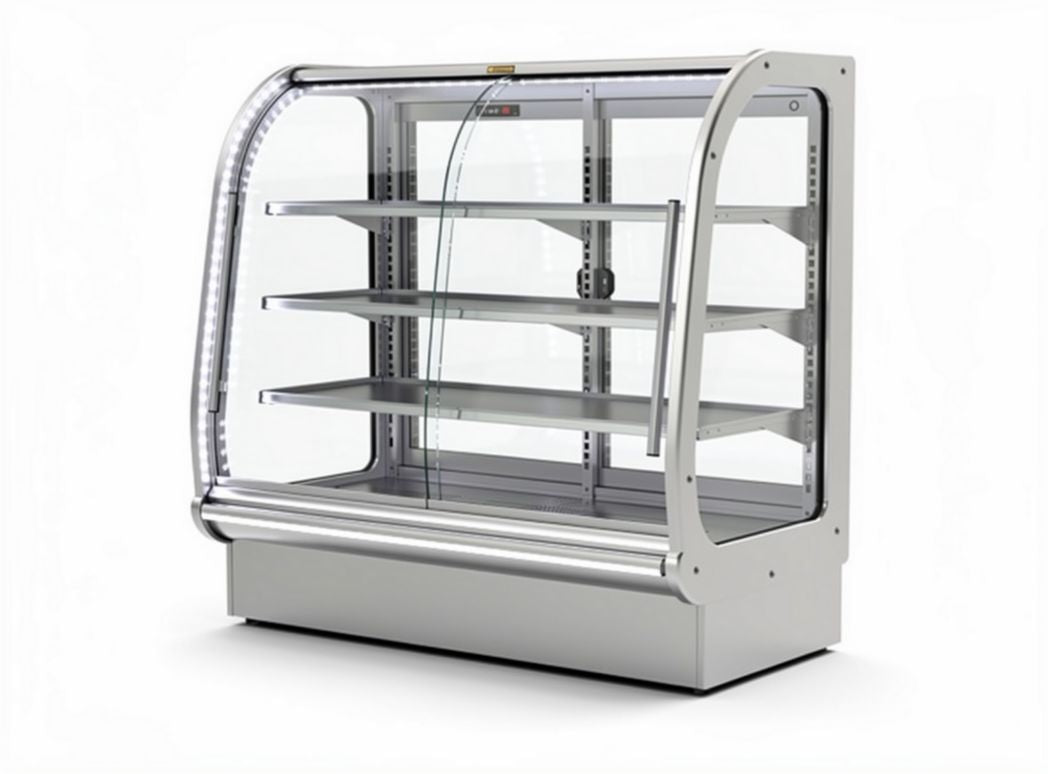 Refrigerated display case with glass doors and adjustable shelves 150 x 80 x 120cm