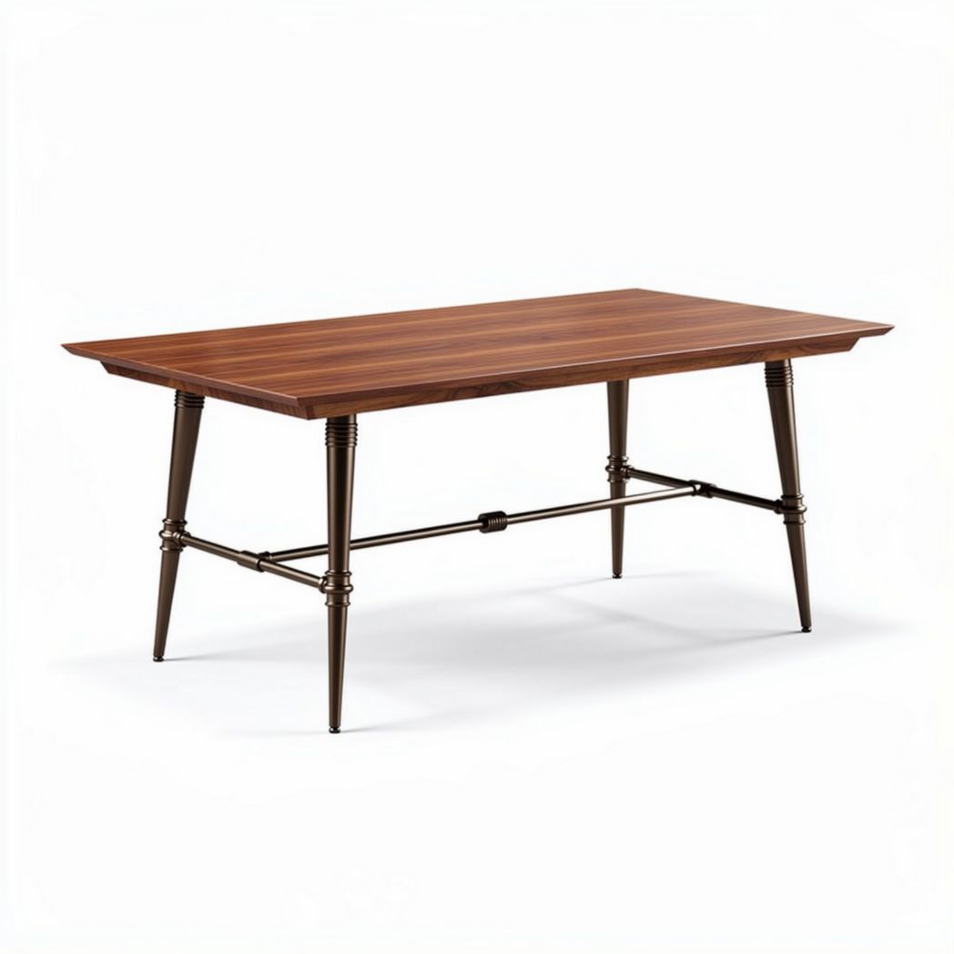 Wooden dining table with metal legs 180 x 90 x 75cm for modern interiors